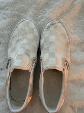 Vans Women’s Checkerboard Slip-On Sneakers in Off-White